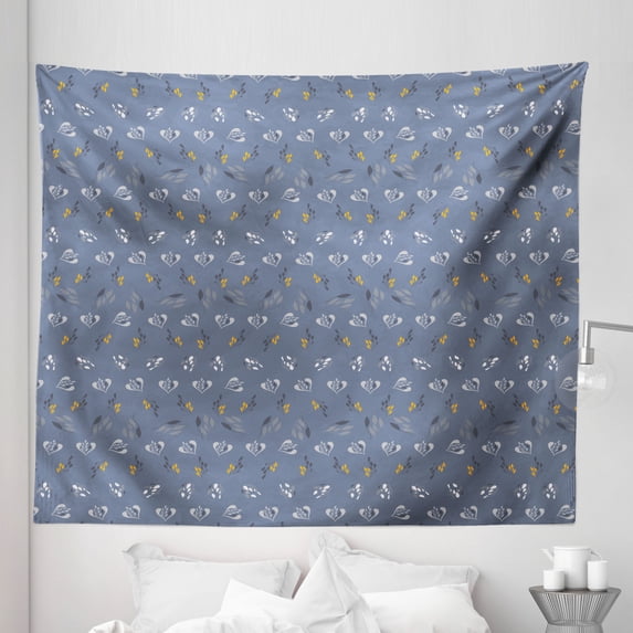 Grey Boho Tapestry, Abstract Ethnic Leaves Branches Leafy Look Garden Nature Repetition, Fabric Wall Hanging Decor for Bedroom Living Room Dorm, 5 Sizes, Purpleblue and Orange, by Ambesonne