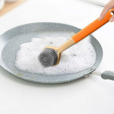 

New Years Decorations Long-handled Cleaning Brush Silicone Kitchen Cleaning Brush Tableware Cleaning Brush Kitchen Stain Removal Cleaning Brush