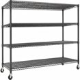 thumbnail image 1 of Garvee 4 Tier Metal Storage Shelving Unit with Wheels, Adjustable Rack Shelf, 59" x 23.9" x 73.8", Black, 1 of 9