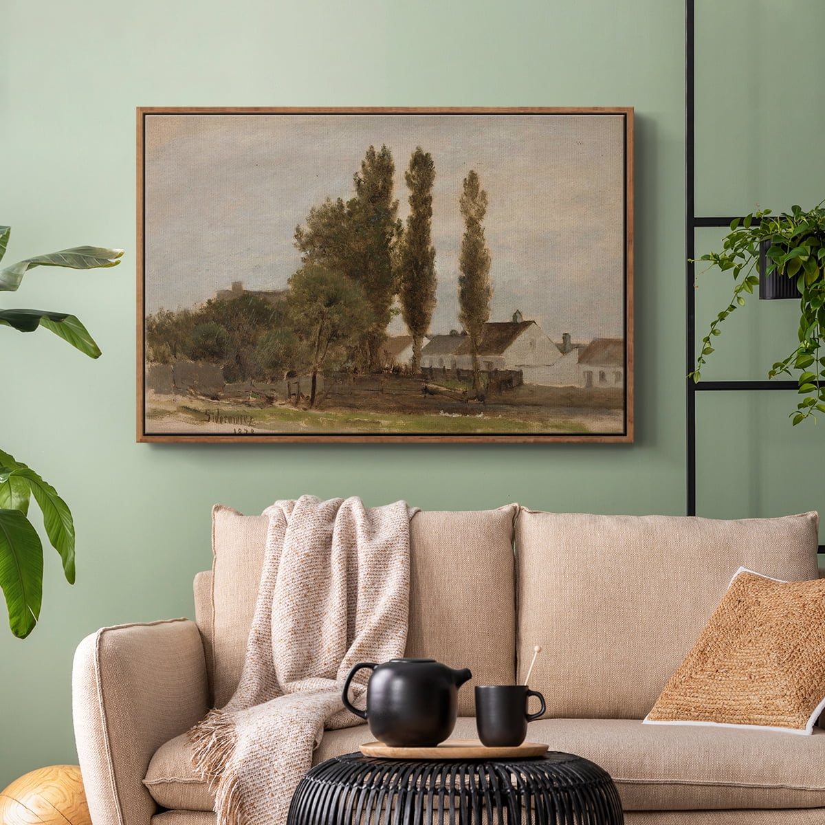 Vintage Landscape-CCXXX By Wexford Home Framed in Walnut Wood Gallery Wrapped Canvas 25 in. x 37 in.