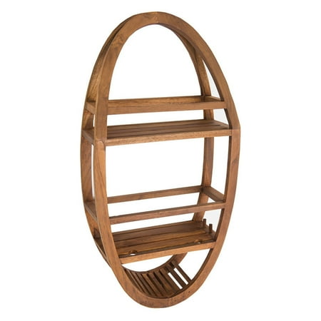 Teak Shower Accessories - Aqua Teak Oval Shower Organizer