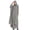 #2647Gray, variant on Modest Ramadan Solid Color Crinkle Texture Batwing Sleeves Hooded Long Sleeve Top with Headscarf and Maxi Skirt Set for Women