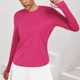 thumbnail image 7 of Ltctricy Workout Tops for Women Long Sleeve Crewneck Curved Hem Athletic T Shirts Running Yoga Tees with Thumb Holes(Hot Pink,Medium), 7 of 7