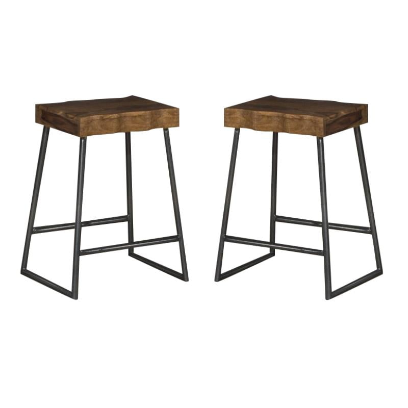 Home Square 26" Backless Counter Stool in Natural Sheesham Set of 2