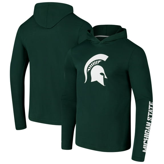 Men's Colosseum Green Michigan State Spartans Logo Lockup Active Blend Long Sleeve T-Shirt Hoodie