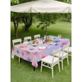 thumbnail image 3 of Outdoor Tablecloth with Umbrella Hole and Zipper, Spring Floral Rectangle Table Cloth 54x80 Inch Waterproof Tablecloth, Purple Pink Blue Flower Summer Botanical Picnic Table Cover for Patio Camping, 3 of 7