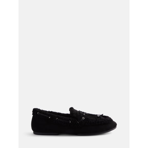 Scenario Women's Fringe Faux Shearling Moccasin Flats