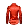 thumbnail image 3 of aturustex Men's Shiny Sequins Design Tops Silk Like Satin Button Up Disco Party Dress Shirts, 3 of 4