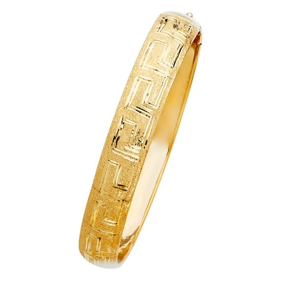 Dimaya Fine Jewelry 14k Yellow Gold Ladies 12mm Greek-Key Flexible Bangle Bracelet -8"