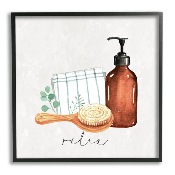 Stupell Industries Spa Bath Relax Calligraphy Graphic Art Black Framed Art Print Wall Art, Design by ND Art