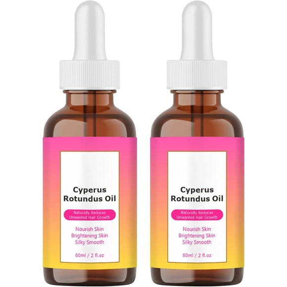 2PC Cyperus Rotundus Oil, Aceite Depilatorio Natural para Mujeres y Hombres, Removedor de Vello Corporal sin Irritación, Tratamiento para Piernas, Brazos y Axilas, Suaviza la Piel y Reduce el Rebrote