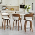 thumbnail image 4 of Dycanpo 26”Bar Stools Swivel, Wood Counter Height Bar Stools for Home Kitchen, White, 4 of 6