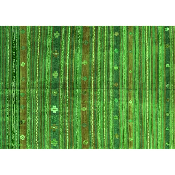 Ahgly Company Indoor Rectangle Abstract Green Contemporary Area Rugs, 8' x 10'