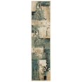 thumbnail image 2 of 2â€™ x 8â€™ Beige and Blue Block Indoor Runner Rug, 2 of 2