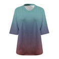 thumbnail image 5 of Mceream 3/4 Sleeve Tops for Women Plus Size Tunic Tops Oversize Tie Dye V Neck Shirt Summer Casual Tunics Blouses Ladies Loose Fit T Shirt Navy XL, 5 of 5