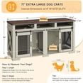 thumbnail image 5 of Danolapsi Wooden Double Dog Crates Kennel Cage,71" Extra Large Dog Crate Furniture, Furniture Style Tv Stand Side End Table for 2 Dogs with Removable Divider for Large Dogs（ship in 2 boxes）, 5 of 8