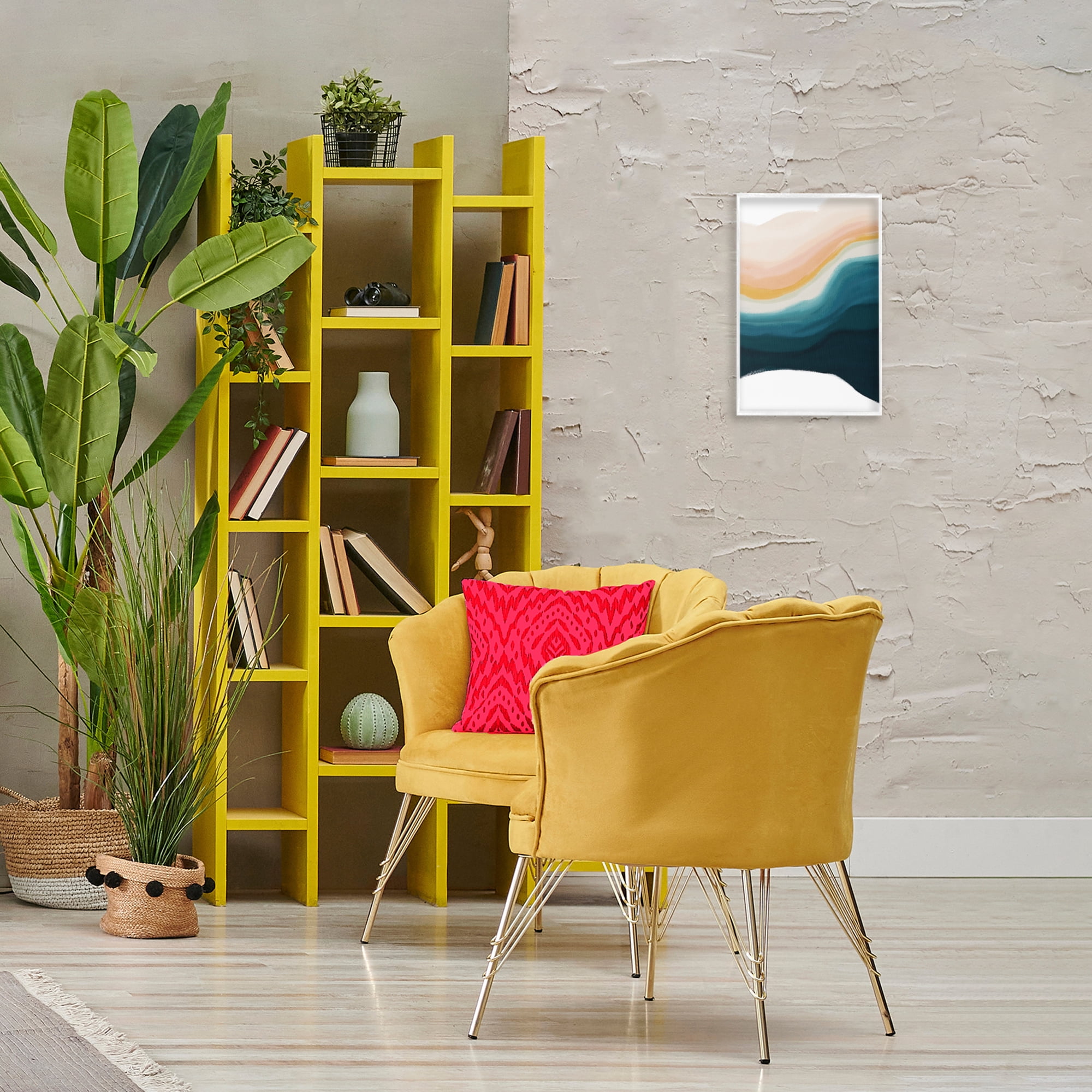 Stupell Industries Peach Swirl Fluid Pattern Abstract Painting White Framed Art Print Wall Art, 12 x 18