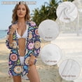 thumbnail image 4 of Renewold Beach Cover Ups for Women Breathable Bikini Coverups with Pockets Casual Button Down Shirts for Women Long Shirt Bathing Suit Cover Up Vacation Resort Wear, Ethnic Floral Print, L, 4 of 7