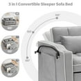 thumbnail image 5 of Joqixon 3 in 1 Convertible Velvet Sofa Bed with Pull Out Coach Bed, Adjustable Backrest, Loveseat Futon Sofa with USB Ports, 2 Cup Holders & Storage Pockets for Bedroom, Living Room, Apartment, Gray, 5 of 8