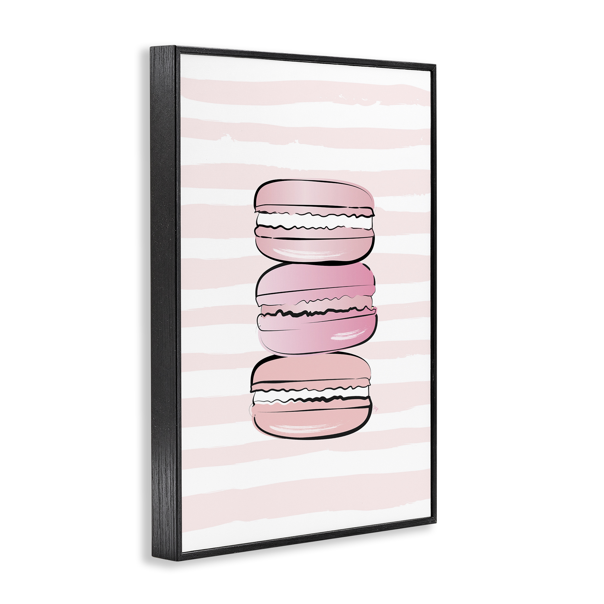 Stupell Industries Blush Pink Macarons Food & Beverage Painting Black Framed Art Print Wall Art, 20 x 30