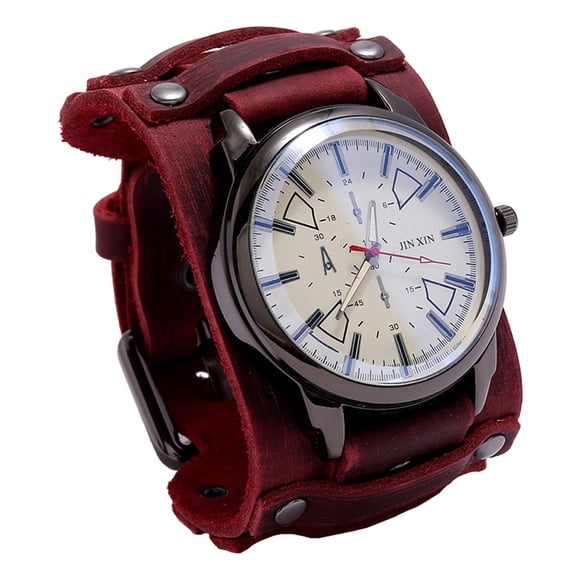 Reloj de Pulsera Yuyangstore Hombre Correa Cuero Retro Rojo