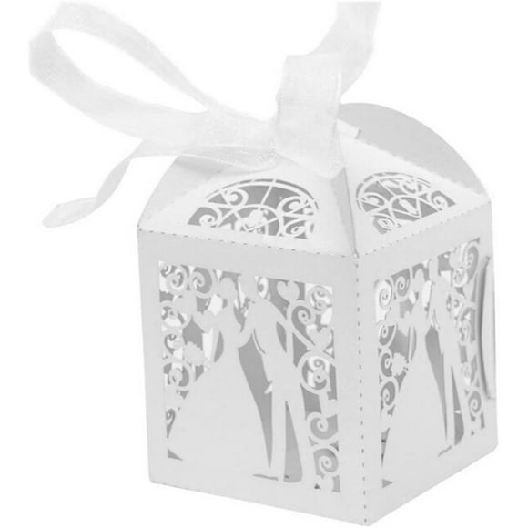50 x Bride and Groom Favor Box Gift Boxes for Wedding, Birthday, Baptism, Communion, Graduation, Party, Christmas, or Various Occasions, Ideal for Candy, Chocolates, Small Gifts and Jewelry, etc (Brid
