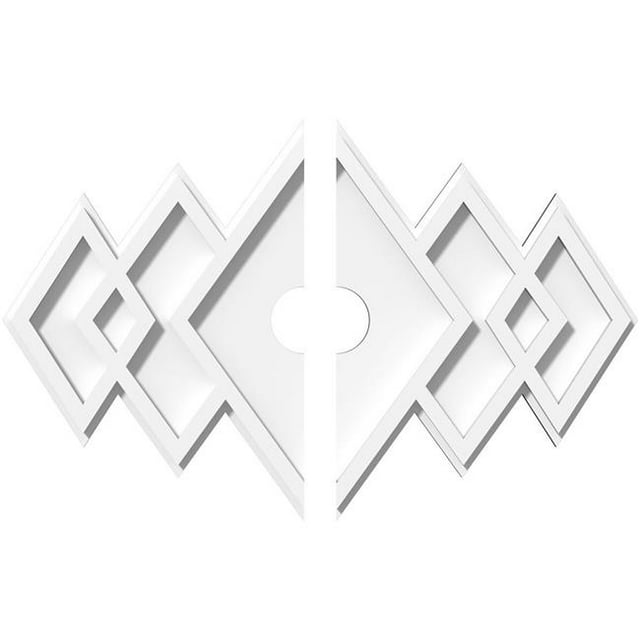 Ekena Millwork CMP18X12ZE2-02000 2 in. ID x 5.5 in. Rectangle Zoe Architectural Grade PVC Contemporary Ceiling Medallion - 2 Piece