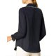 thumbnail image 3 of Camisas de trabajo de botón con cuello Peter Pan y volantes de Allegra K para mujer en azul marino, 3 of 7