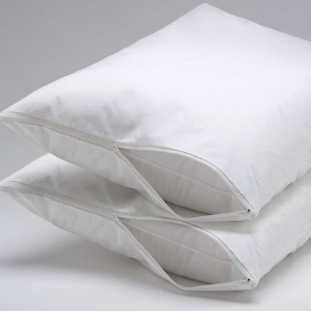 Ultra Soft Allergy Hypoallergenic 100% Waterproof Zipper Pillow Protector Encasement Bed Bug & Dust-mite Proof Set of 2  Full/Queen (Best Bed Bug Pillow Encasements)