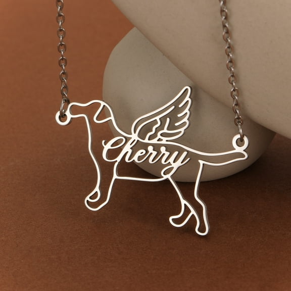 Cute Custom Engrave Name Necklace Adorable Dog Wings Chains Pendant Choker Birthday Gift Lovely Pet Animal Jewelry