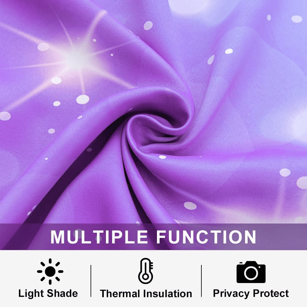 Btargot Gradient Glitter Colorful Blackout Curtains Set of 2 for Kids Girls Room Galaxy Grommet Thermal Insulated Room Darkening Drapes 52 x 84 inch Purple