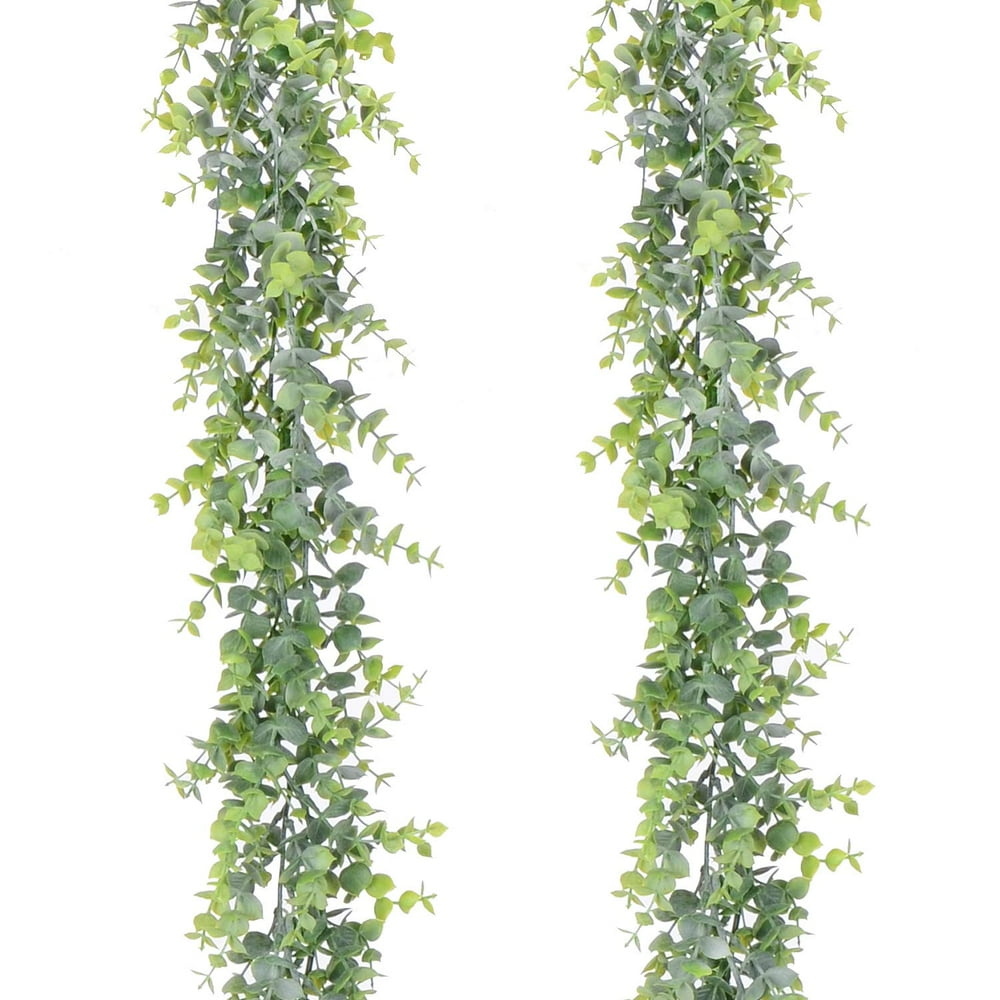 Artificial Vines Faux Eucalyptus Garland, 2 Pack Fake Eucalyptus