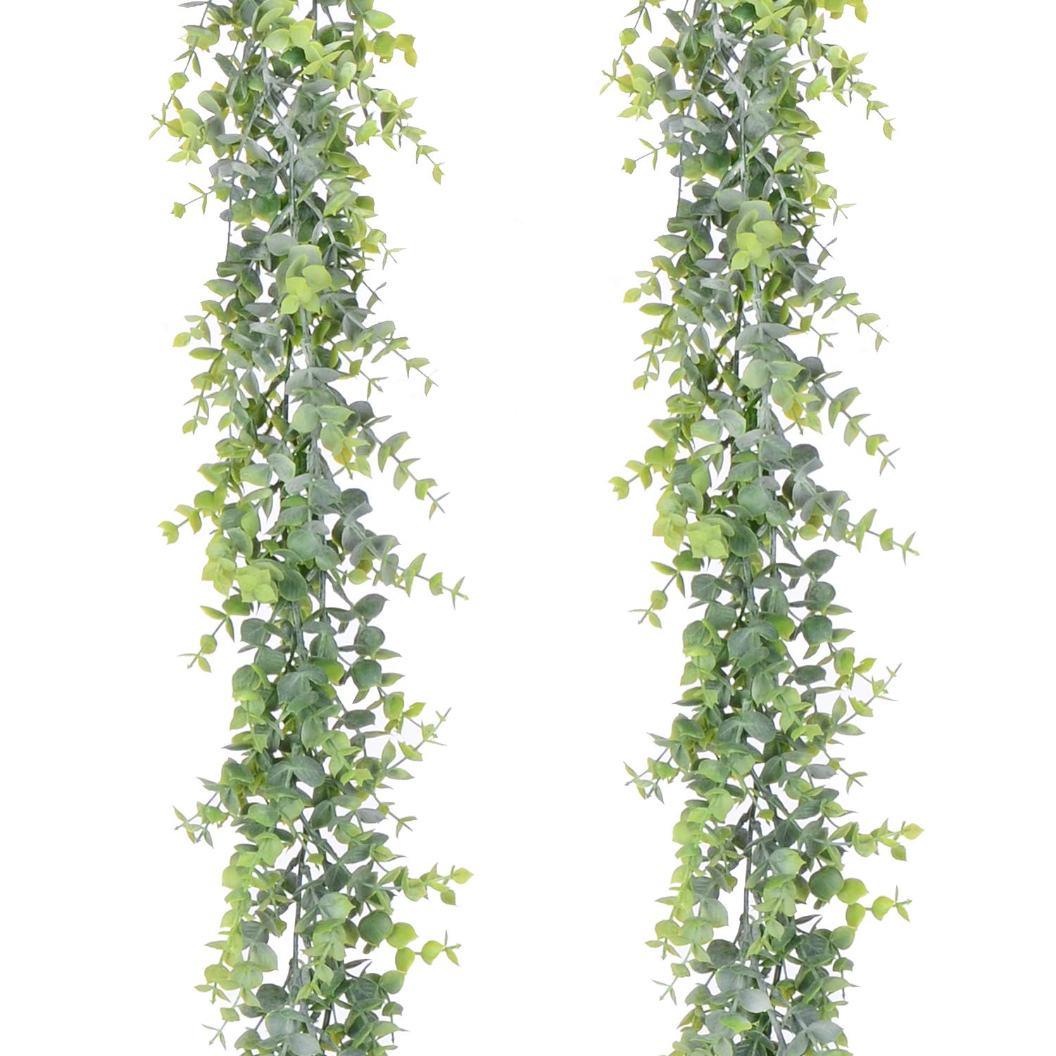 Famibay 2 Pack Artificial Eucalyptus Garland 12Ft/Total Faux Eucalyptus Greenery Garland for Wedding Backdrop Arch Wall Decor Table Party Home Decoration 