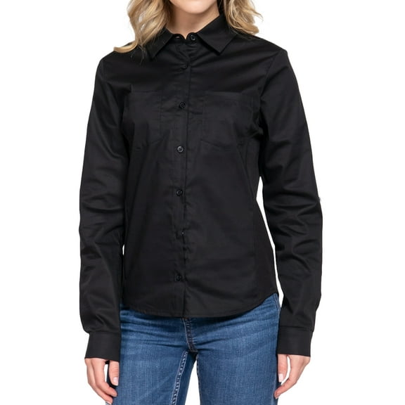 Women's Long sleeve button down stretch poplin shirt