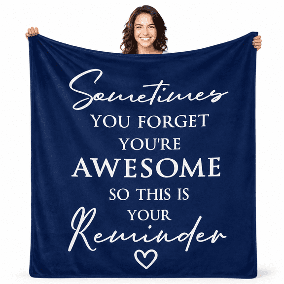 Blue 60X50inch Soft Throw Blanket with Uplifting Affirmation Message
