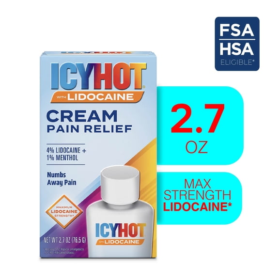 Icy Hot Max Strength Pain Relief Cream With Lidocaine Plus Menthol, 2.7 Ounces
