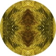 thumbnail image 1 of Ahgly Company Machine Washable Indoor Round Transitional Yellow Area Rugs, 4' Round, 1 of 7