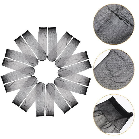 Tineasur Grip Socks Women Short Ankle Socks Black Chinlon 10 Pairs 11.2x3in