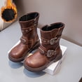 thumbnail image 2 of ZACPNCV Toddler Boys Girls Short Boots Kids Outdoor Waterproof Hiking Ankle Booties Non-Slip Baby Snow Boots Brown, 2 of 9