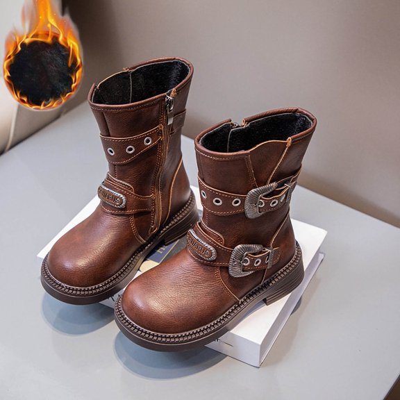 Girls Knee High Boots Fashion Lug Sole Side Zipper Tall Riding Boots for Toddler Little Kid Big Kid
