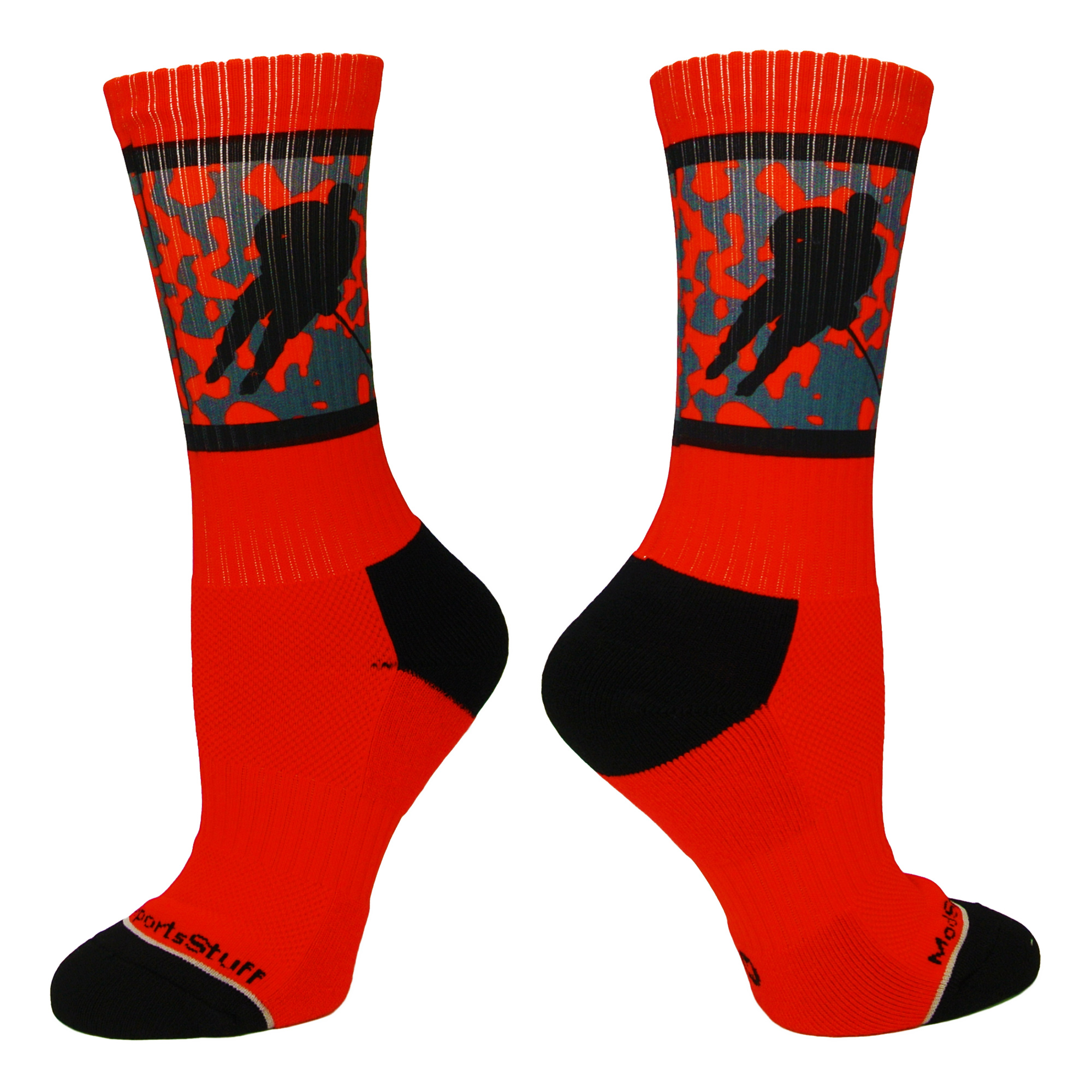 Hockey Player Crew Socks (Red/Black, Large) Red/Black,Large
