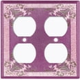 thumbnail image 3 of Metal Light Switch Plate Cover Elegant Antique Floral Tile Frame Purple FLW081, 3 of 13
