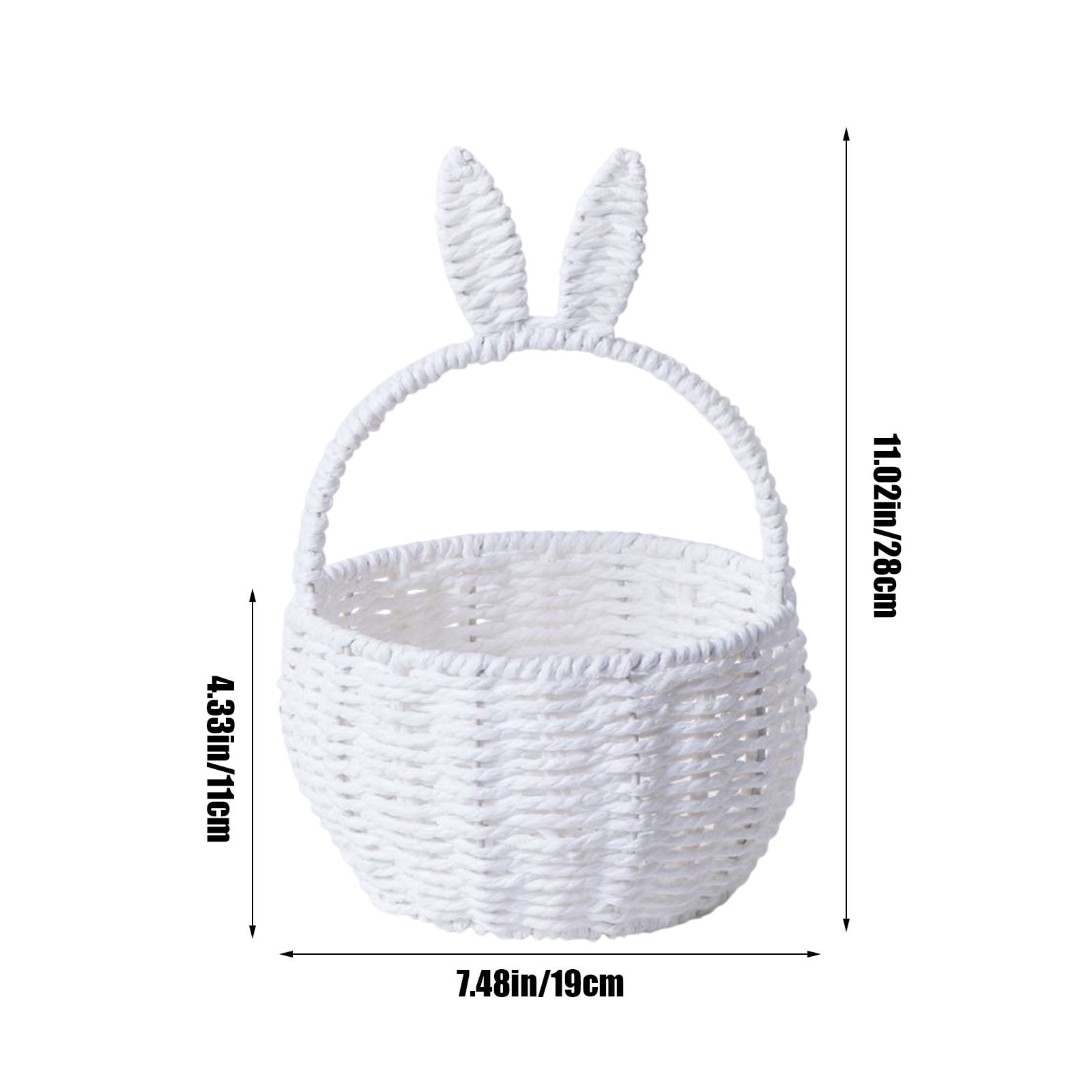 White White Woven Bunny Basket For Spring And Easter Decor Versatile Storage Tote For Holiday Gifts Books And Living Room Organization