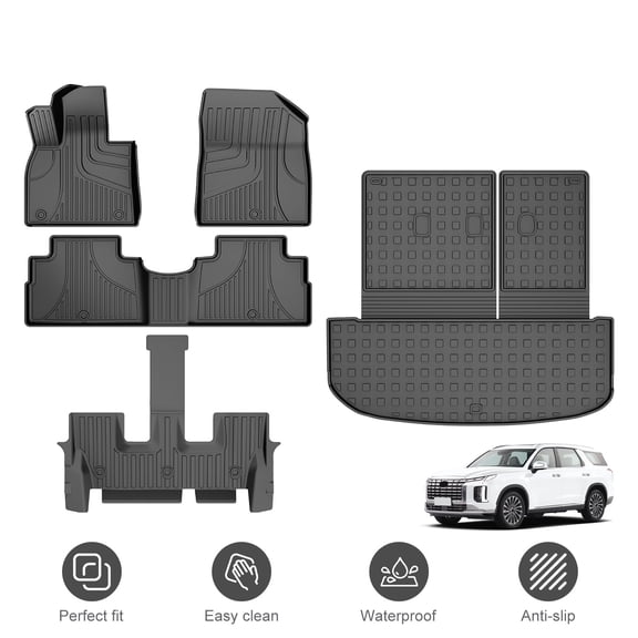 All Weather TPE Floor Liners & Cargo Mat with Seatback Mat Fit for 2020-2025 Hyundai Palisade 7/8 Seat Waterproof Anti-Skid Palisade Accessories Full Set