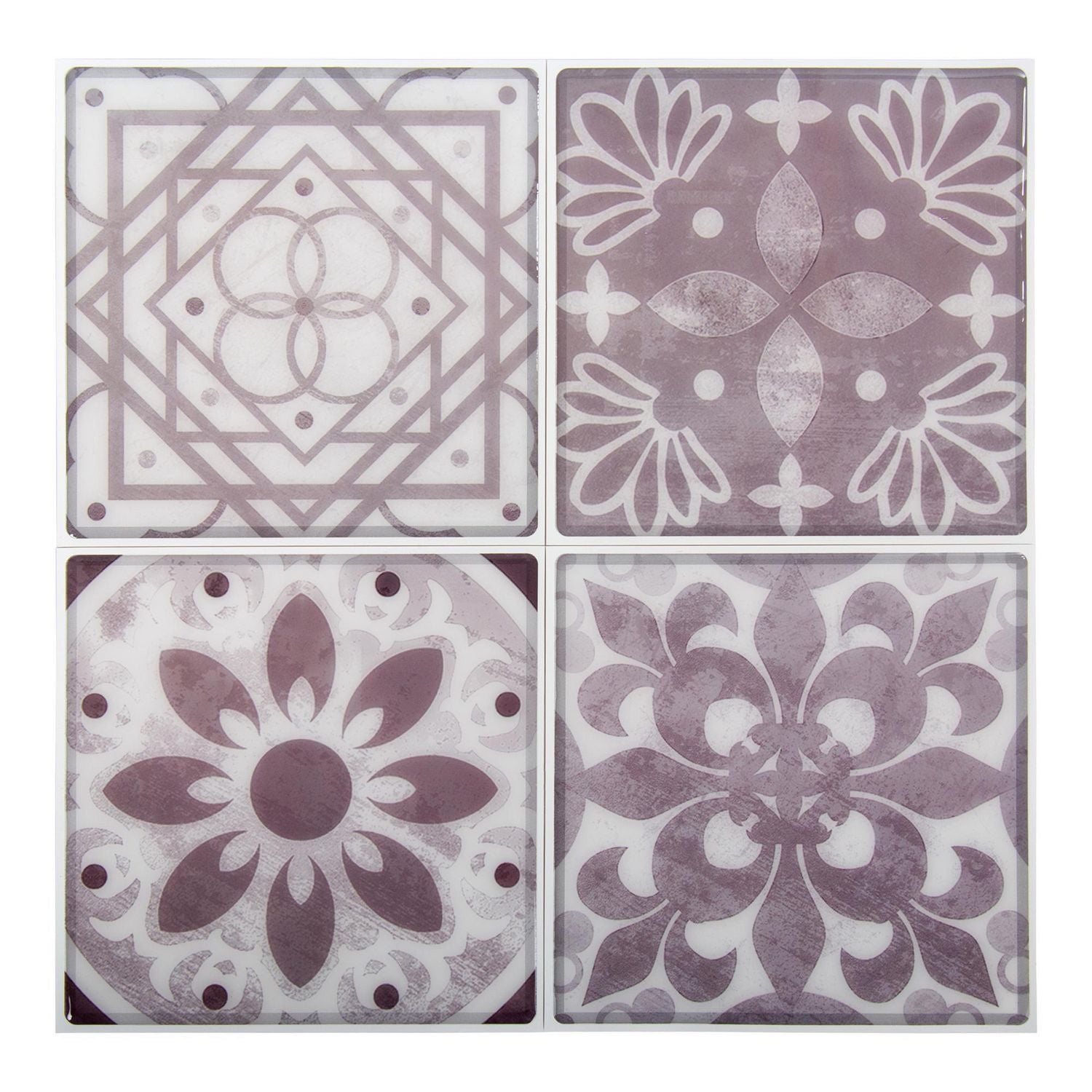Truu Design Self-Adhesive Peel and Stick Unique Accent Wall Tiles, 10 x 10 inches, Taupe, 6 Pieces