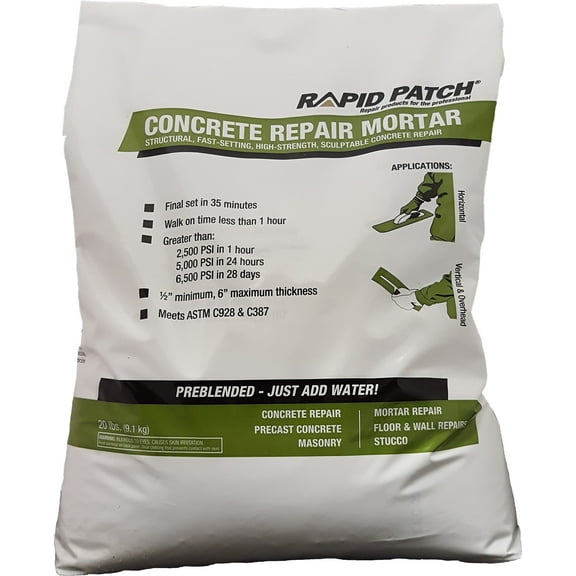 Rapid Patch 129460 Compact Design Mortar Mix Gray 20 lb Bag