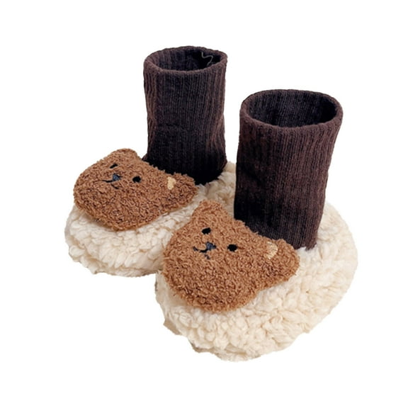 Otqutp Children Flat Boots Winter Children Toddler Shoes Boys and Girls Floor Sock Shoes Warm and Comfortable Colorblock Cartoon Bear Pattern