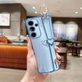 thumbnail image 3 of Samsung Galaxy S24 5G Case with Wrist Strap,Luxury Cute Plating Edge Love Hearts Pattern for Girls Women, Finger Holder Kickstand Soft Shockproof Phone Case for Galaxy S24 6.2",Blue, 3 of 11