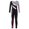 thumbnail image 3 of iixpin Kids Girls Rhinestone Long Sleeve Gymnastic Leotard with Athletic Leggings Dance Skating Costume Tracksuit Leopard&Hot Pink 6, 3 of 6