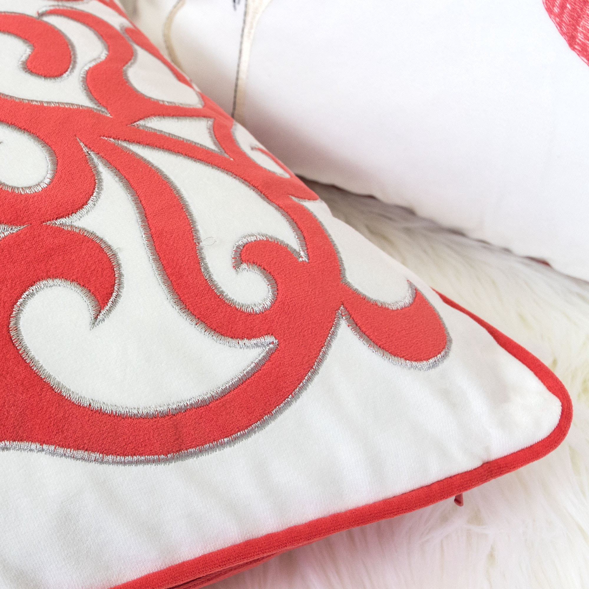 Jordan Coral Geometric Polyester 20 in. x 20 in. Throw Pillow